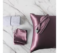 DISANGNI Ensemble soie : taie d'oreiller et masque pour les yeux 100 % soie de mûrier naturelle 22 mommes pour cheveux et peau (1 pièce taille Queen 50,8 x 76,2 cm, violet, ensemble taie d'oreiller et