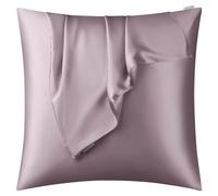 DISANGNI Taie d'oreiller 100 % soie de mûrier naturelle pour les cheveux et la peau avec fermeture éclair dissimulée, 22 mommes, taie d'oreiller en soie véritable des deux côtés Violet clair 60 x 60