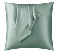 DISANGNI Taie d'oreiller 100 % soie de mûrier naturelle pour les cheveux et la peau avec fermeture éclair dissimulée, 22 mommes, taie d'oreiller en soie véritable des deux côtés Vert clair 80 x 80 cm