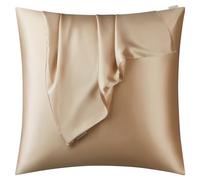DISANGNI Taie d'oreiller 100 % soie de mûrier naturelle pour les cheveux et la peau avec fermeture éclair dissimulée, taie d'oreiller en soie véritable 22 mommes (1 pièce 60 x 60 cm, doré)
