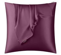 DISANGNI Taie d'oreiller 100 % soie de mûrier naturelle pour les cheveux et la peau avec fermeture éclair dissimulée, 22 mommes, taie d'oreiller en soie véritable des deux côtés Violet 65 x 65 cm