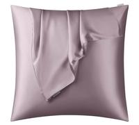 DISANGNI Taie d'oreiller 100 % soie naturelle de mûrier pour cheveux et peau avec fermeture éclair dissimulée 22 mommes des deux côtés, taie d'oreiller en soie véritable (1 pièce 50x60 cm, violet