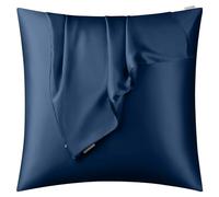 DISANGNI Taie d'oreiller en 100 % soie de mûrier naturelle pour cheveux et peau, avec fermeture éclair dissimulée, 22 mommes des deux côtés, vraie soie, 1 pièce, 50 x 60 cm, Bleu