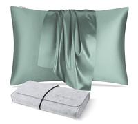 DISANGNI Taies d'oreiller 100% Soie de mûrier Naturelle pour Cheveux et Peau, 22 Mamans, taies d'oreiller réversibles en Soie (Vert Clair, 1 pièces 50 x 75 cm)