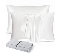 DISANGNI Taies d'oreiller 100% Soie de mûrier Naturelle pour Cheveux et Peau, 22 Mamans, taies d'oreiller réversibles en Soie (Blanc, 2 pièces 50x90cm)