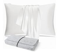 DISANGNI Taies d'oreiller 100% Soie de mûrier Naturelle pour Cheveux et Peau, 22 Mamans, taies d'oreiller réversibles en Soie (Blanc, 1 pièces 51x66cm)