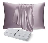 DISANGNI Taies d'oreiller 100% Soie de mûrier Naturelle pour Cheveux et Peau, 22 Mamans, taies d'oreiller réversibles en Soie (Violet Clair, 1pièces 51x66cm)