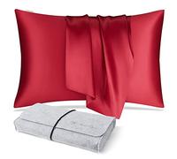 DISANGNI Taies d'oreiller 100% Soie de mûrier Naturelle pour Cheveux et Peau, 22 Mamans, taies d'oreiller réversibles en Soie (Rouge, 1pièces 50x75cm)