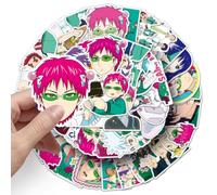 Disastrous Life Saiki K Autocollants 50Pcs Graffiti Décalque Saiki Kusuo Carnet de notes Autocollant Teruhashi Kokomi Décalque pour Tablettes Tasse Vélo Casque Autocollants Décoratifs Imperméables