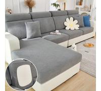Disayu Magic Housse de canapé Universelle résistante à l'usure et Extensible en Forme de L pour canapé sectionnel (Texture - Gris, Taille L)