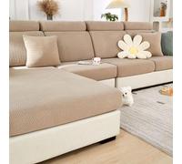 Disayu Magic Housse de canapé Universelle résistante à l'usure et Extensible en Forme de L pour canapé sectionnel (Texture café Clair, Grande Housse de siège Simple)
