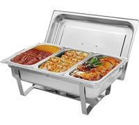 Disc de frottement commercial 9L, buffet en acier inoxydable R réchauffeur de nourriture avec poêle de nourriture, casserole à eau, couvercle, cadre et support de carburant, pour une cuisine de
