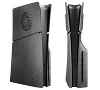 Disc Edition Plaques de protection avec aérations de refroidissement pour console PS5 Slim, panneaux de coque pour Playstation 5 Slim Accessoires façade de protection (fibre de carbone noir)