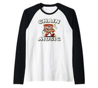 Disc Golf Chain Music Retro Basket Mascot Manche Raglan
