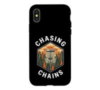 Disc Golf Chasing Chains Vintage Disc Golfer Basket Coque pour iPhone X/XS