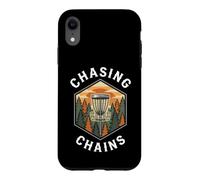 Disc Golf Chasing Chains Vintage Disc Golfer Basket Coque pour iPhone XR