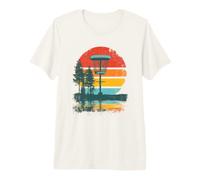Disc Golf Disques Panier Vintage Rétro Forest Lake Motif T-Shirt Haut de Gamme