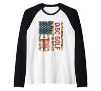 Disc Golf T-Shirt Drapeau USA Camo - Joueur Patriotique Frolf Manche Raglan