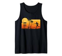 Disc Golf Tropical Sunset Palm Trees Beach Graphic Débardeur