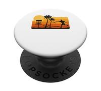 Disc Golf Tropical Sunset Palm Trees Beach Graphic PopSockets PopGrip Adhésif