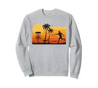 Disc Golf Tropical Sunset Palm Trees Beach Graphic Sweatshirt