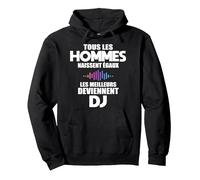 Disc Jockey Humour Cadeau Anniversaire DJ Sweat à Capuche, Unisexe pour Adultes, Noir, M