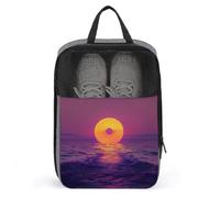 Disc Record The Sunset Sac à chaussures pour voyage usage quotidien Anti-poussière Pochette de rangement pour chaussures de golf Jaune et violet