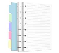 Discbound Recharge de papier pour système de prise de notes, inserts de planificateur à disques avec 240 pages, 5 feuilles d'intercalaires, recharge de papier blanc, taille junior 14,2 x 21,1 cm