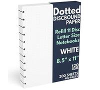 Discbound Recharge de papier quadrillé extra épais format lettre, 200 feuilles (400 pages), 21,6 x 27,9 cm, 120 g/m², 11 disques