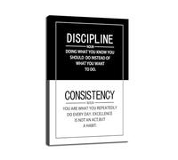 Discipline Consistency Noun - Décoration murale de motivation pour bureau - Poster positif - Impression sur toile pour salon, décoration d'intérieur - Œuvre d'art encadrée - 30,5 x 45,7 cm (l x H)