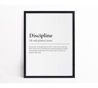 Discipline Definition Print Framed Discipline Definition Motivation Wall Art A4 Poster on Canvas - Décoration murale inspirante et motivante pour la vie quotidienne Citation encourageante de phrases