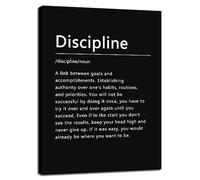 Discipline Noun - Impression sur toile - Citation de motivation d'entrepreneur - Peinture murale - Œuvre d'art - Décoration murale d'intérieur - Cadre prêt à être accroché - 45,7 x 61 cm (l x H)