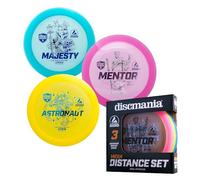 Discmania Set de 3 disques de disc golf Active Premium Mega Distance Bleu, Jaune et Rose