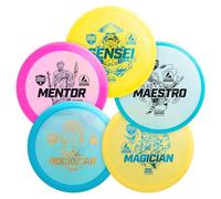 Discmania Lot de 5 disques de golf | Active Premium Disc Golf Starter Set | Sensei, Maestro, Magician, Rockstar & Mentor | Plastique de qualité supérieure, facile à lancer | Cadeau idéal pour les