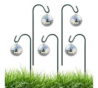 Disco Ball Garden Stakes - Silver Crackle Glass Mirror Ornaments |
