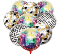 Disco Balloon, Birthday Balloons, Disco Balloon, 9 Pieces, 22 Inch Huge 4D Aluminium Balloons, Aallon Helium Birthday, Disco Ball Balloon, Party Decorations For The 60S, 70S, 80S And 90S