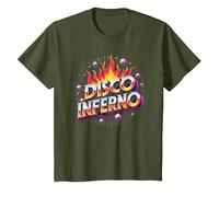 Disco Inferno: Retro Dance Party Fever Art Graphique T-Shirt, Enfant, Olive, 4 Ans