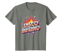 Disco Inferno: Retro Dance Party Fever Art Graphique T-Shirt, Enfant, Vert Kaki chiné, 12 Ans