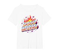 Disco Inferno: Retro Dance Party Fever Art Graphique T-Shirt, Femme Grandes Tailles, Blanc, 2X