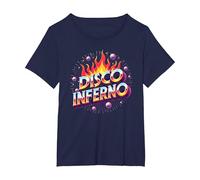Disco Inferno: Retro Dance Party Fever Art Graphique T-Shirt, Femme Grandes Tailles, Bleu Marine, 2X