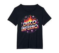 Disco Inferno: Retro Dance Party Fever Art Graphique T-Shirt, Femme Grandes Tailles, Noir, 2X