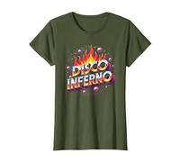 Disco Inferno: Retro Dance Party Fever Art Graphique T-Shirt, Femme, Olive, XL