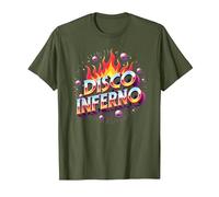 Disco Inferno: Retro Dance Party Fever Art Graphique T-Shirt, Homme, Olive, S