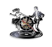 Disco Led Applique Murale Montre Rock N Roll Couple Danse Vintage Disque Vinyle Horloge Murale Non-Ticking Dj Club Art Décor À La Maison Cadeau Dia 30cm 7 Couleurs Modifiable Disque Mural Art Horlog