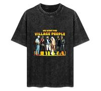 Disco Legends Village People Men Black Cotton Print Tees T-Shirt Black S
