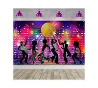 Disco Party Decorations Supplies, Large Fabric 70s 80s 90s Disco Fever Dancers Backdrop for Disco Theme Happy Birthday Banner, Photo Booth Background