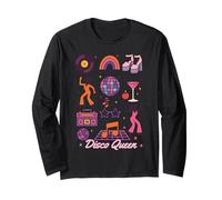 Disco Queen Party Women Girls Funk Music Disco Dancing Retro Manche Longue