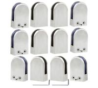 Discoball 12 PCS (10-12mm) Pince à Verre Porte-Verre En Acier Inoxydable 304 Support de Serrage Clamp Clip Plat Main Courante Fenêtre Balustrade Réglable Escalier Salle de Bains