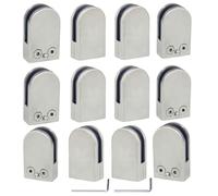 Discoball 12 PCS (6-8mm) Pince à Verre Porte-Verre En Acier Inoxydable 304 Support de Serrage Clamp Clip Plat Main Courante Fenêtre Balustrade Réglable Escalier Salle de Bains