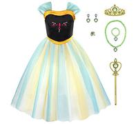 Discoball Anna Costume de Elsa princesse pour fille robe de voyage classique pour Halloween, Noël, fête d'anniversaire, concours de beauté, demoiselle d'honneur